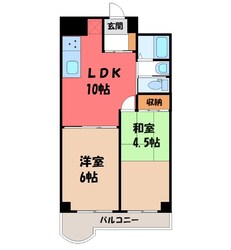 東武宇都宮駅 徒歩13分 2階の物件間取画像